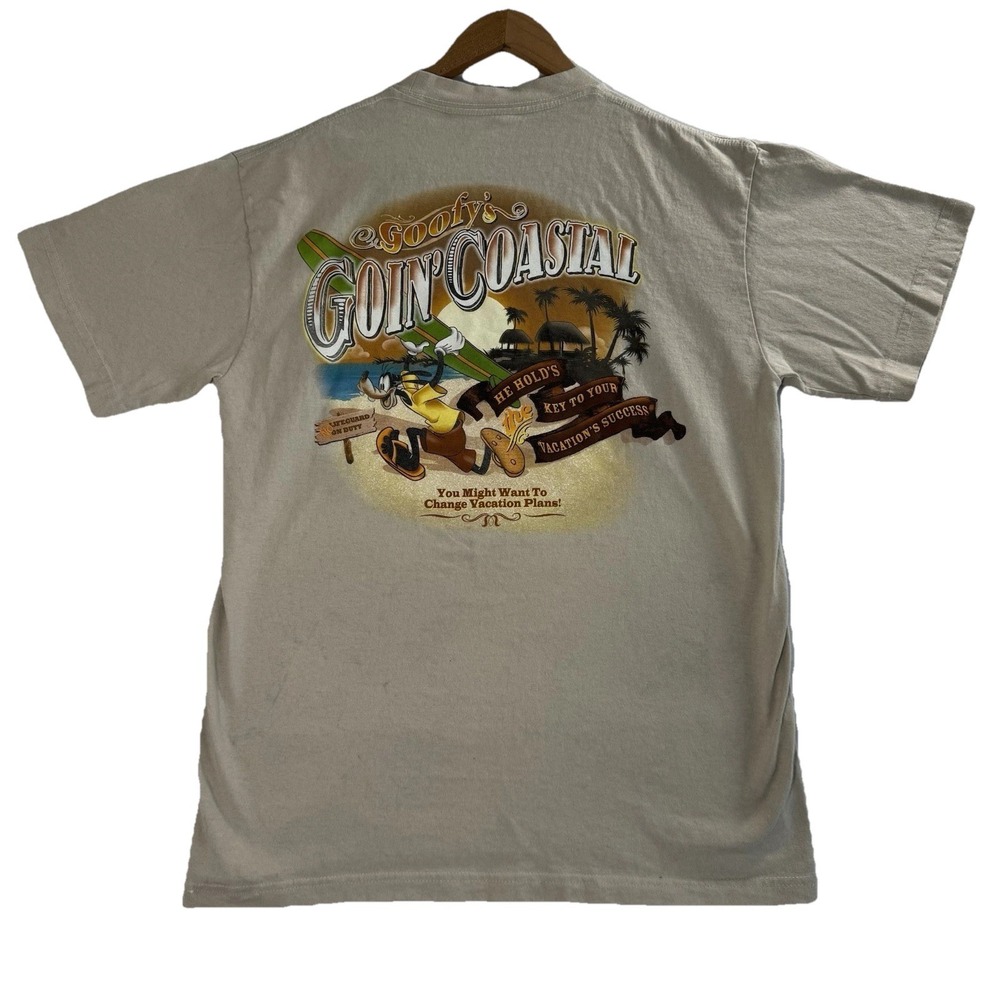 Disney 90s Vintage Tshirt Mens Large Beige Goofy Going‎ Coastal